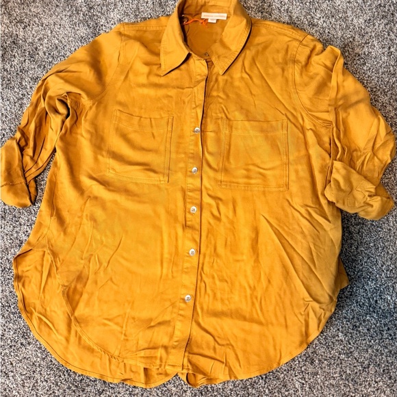 NWT - Knox Rose Mustard Yellow Button-Up Shirt - Picture 1 of 5